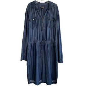 INC CHAMBRAY Dress Long Sleeve Roll Tab Sleeves Size 12